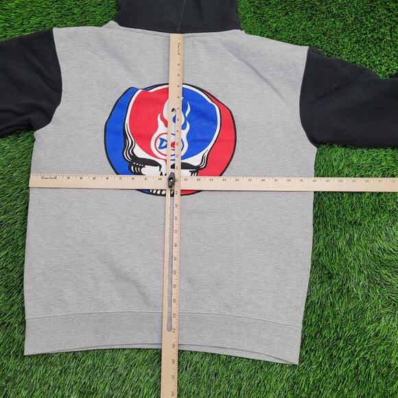 Vintage 90s Darkside Skull Crop Hoodie Medium 22x25 Two-Tone - Picture 6 of 16